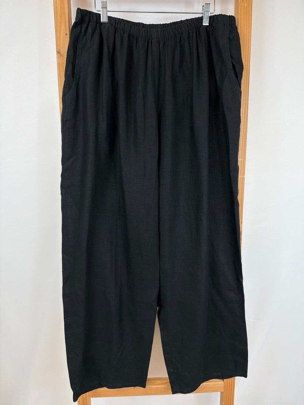 Flex Black Elastic Waist Linen Pants Size 2G 2XL 22 24